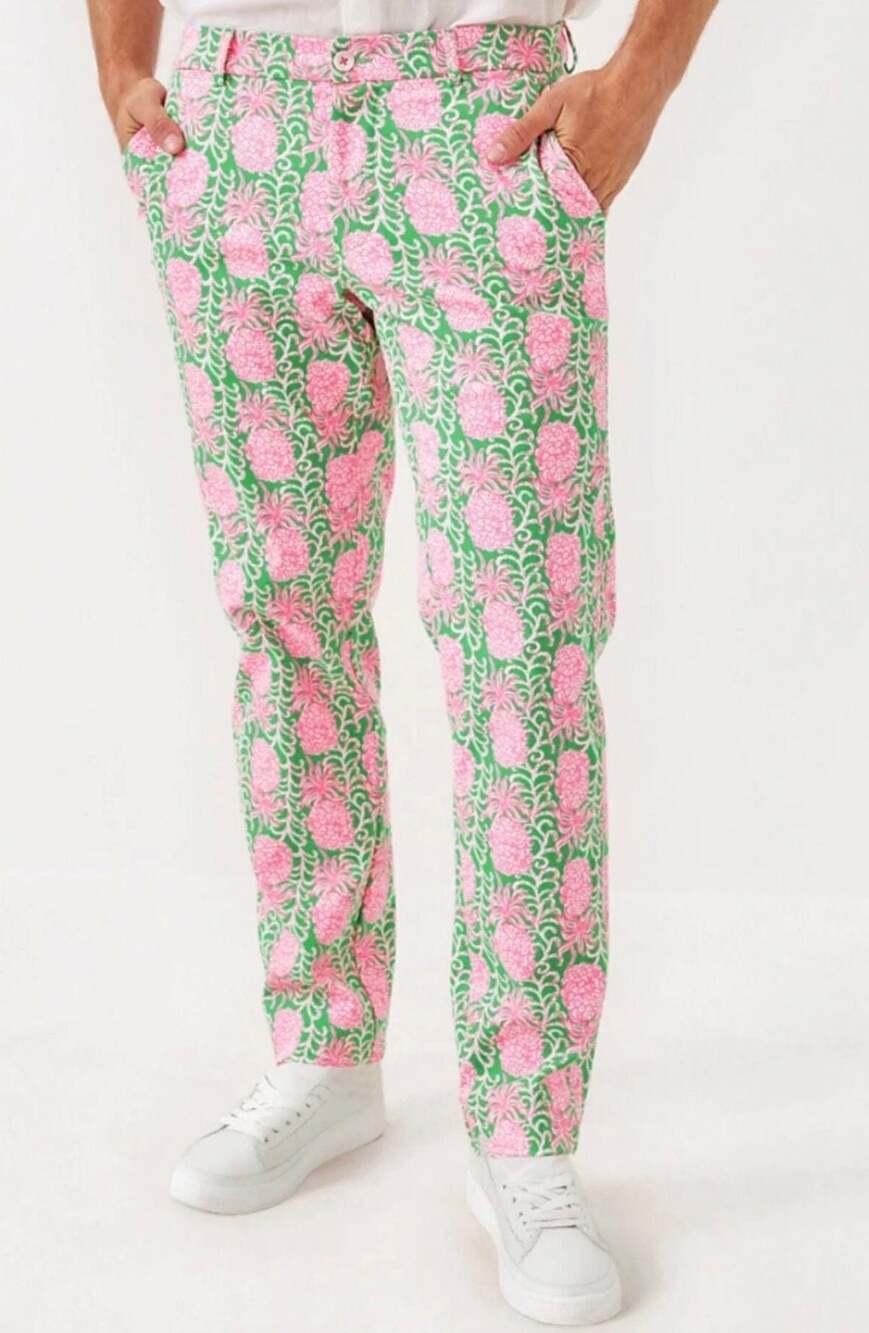 Lilly Pulitzer Men's Stuff Mizner Pants Size 40X32 Party Like A Pineapple NWT